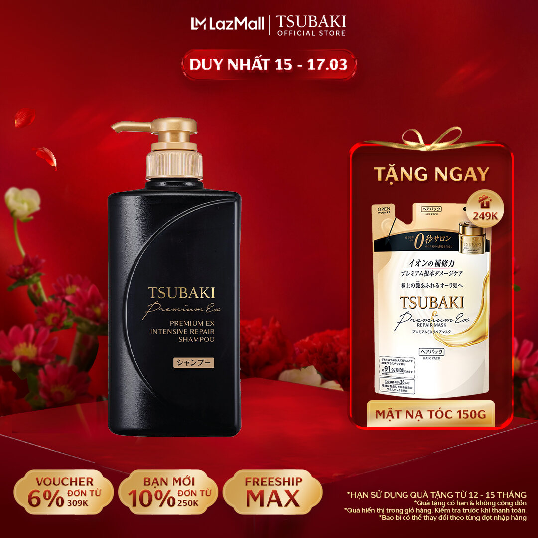 Dầu gội Phục hồi chuyên sâu Tsubaki Premium Ex Intensive Shampoo 490ml