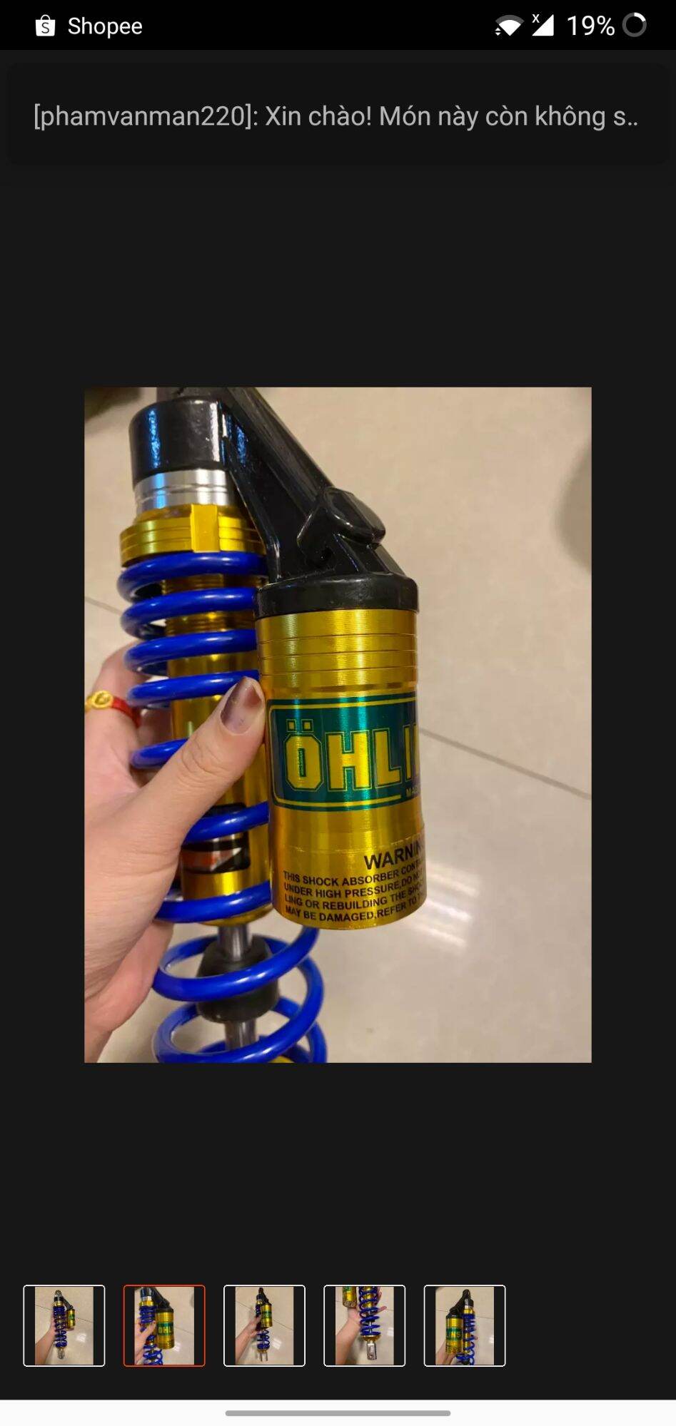 [HCM]phuộc Ohlins bình dầu vàng gắn Airblade PCX Nouvo LX