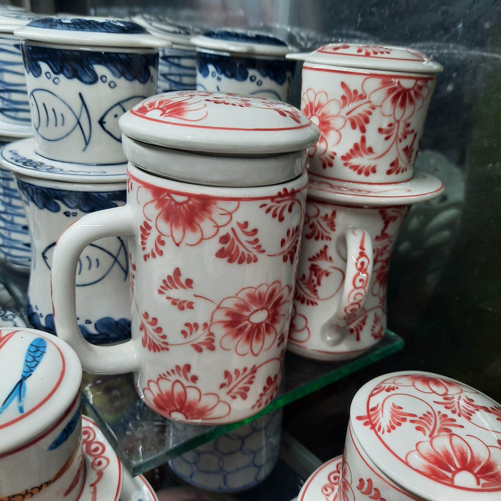 Bộ cà phê phin, coffee gốm sứ vẽ tay Bát Tràng