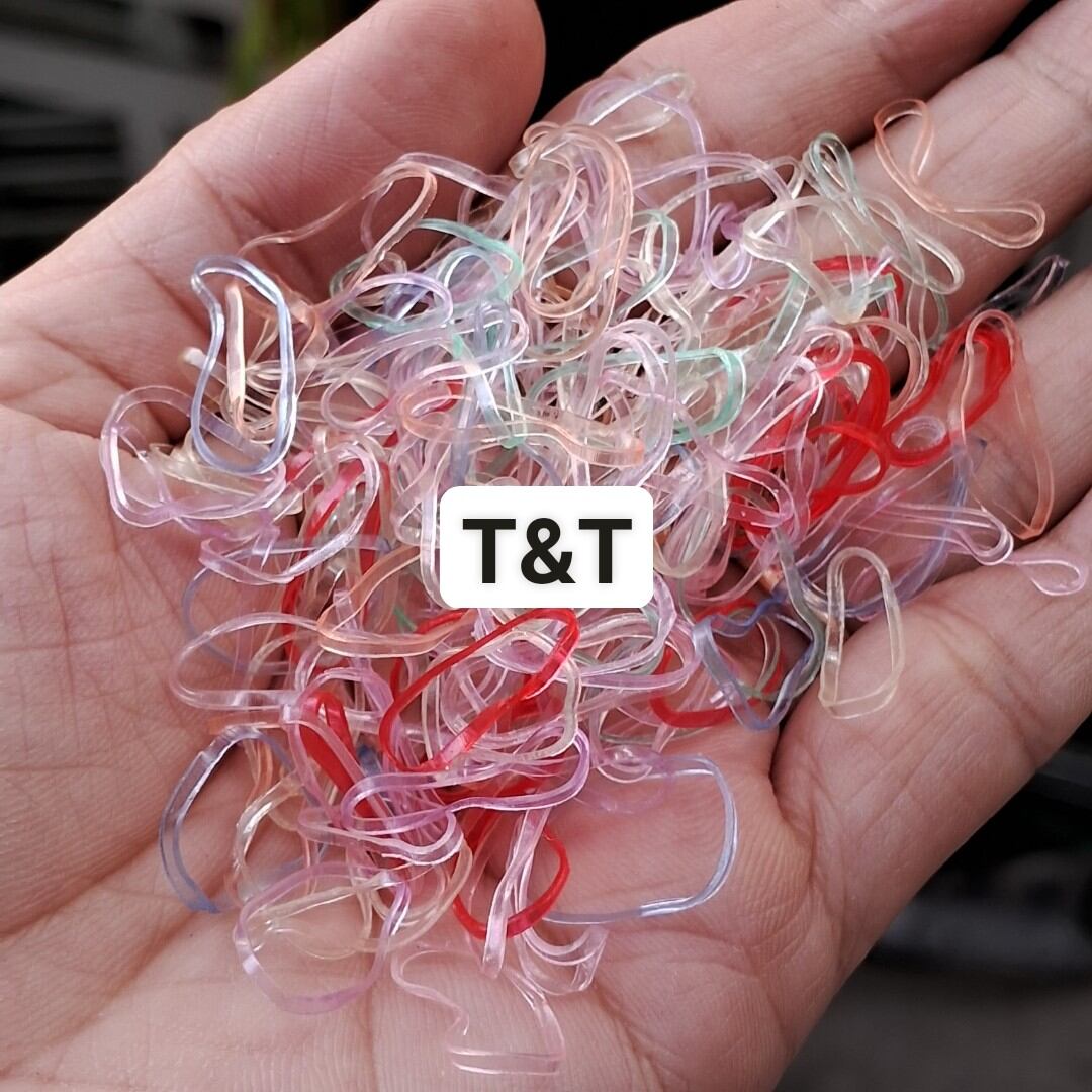Túi Zip 100gam thun cột tóc nhí cho bé tóc ít 1cm ( màu/trong/sọc)