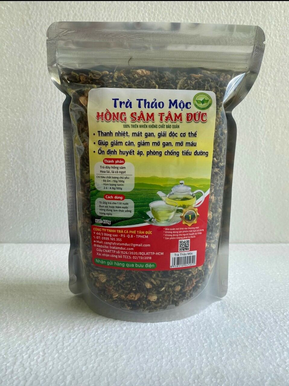Trà thảo mộc hồng sâm tâm đức