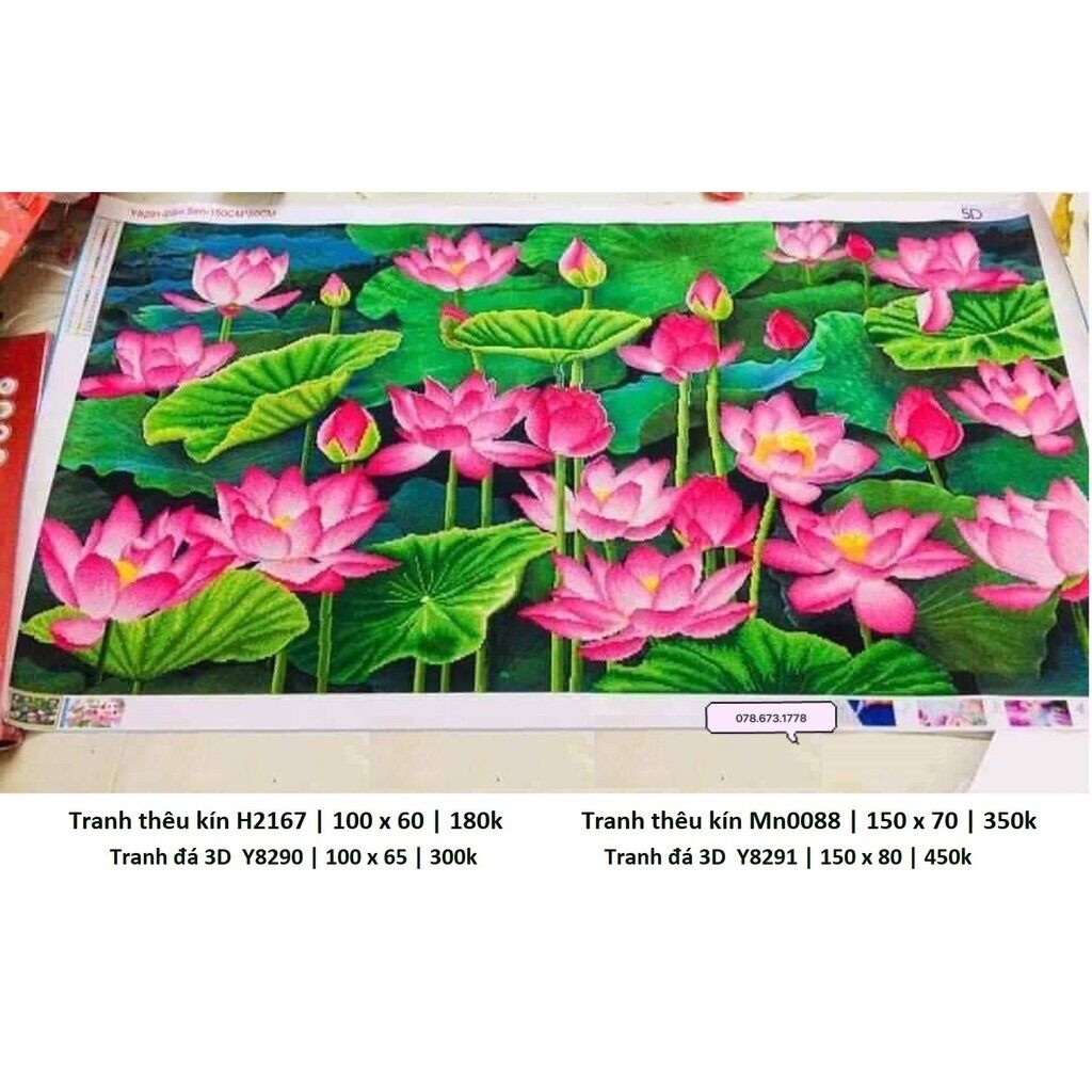Tranh đính đá Hoa Sen Y8290 kt 100x65cm