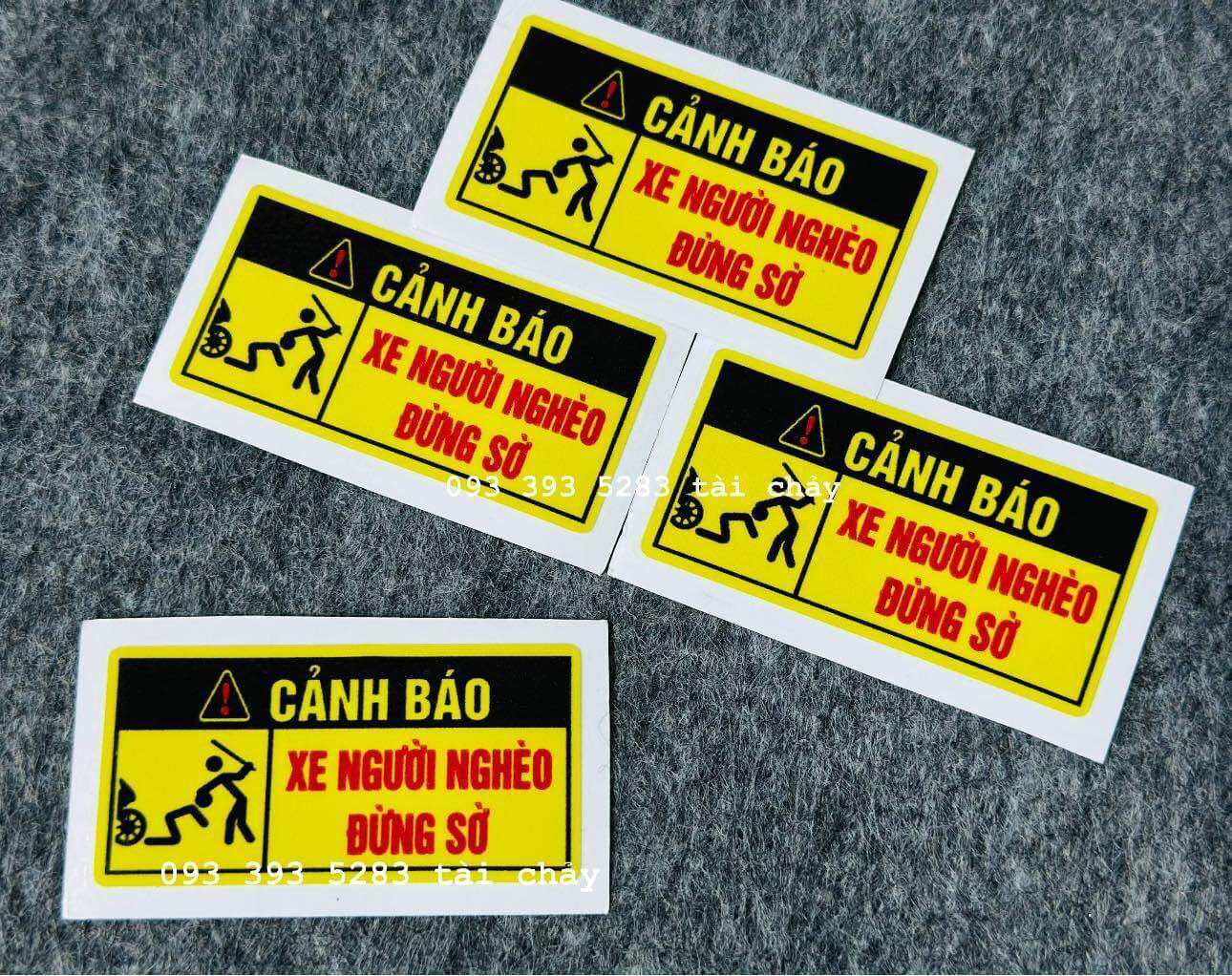 [ 1 MIẾNG ] TEM CANH BÁO DÁN TRANG TRÍ XE VÀ NHIỀU VI TRÍ KHÁC
