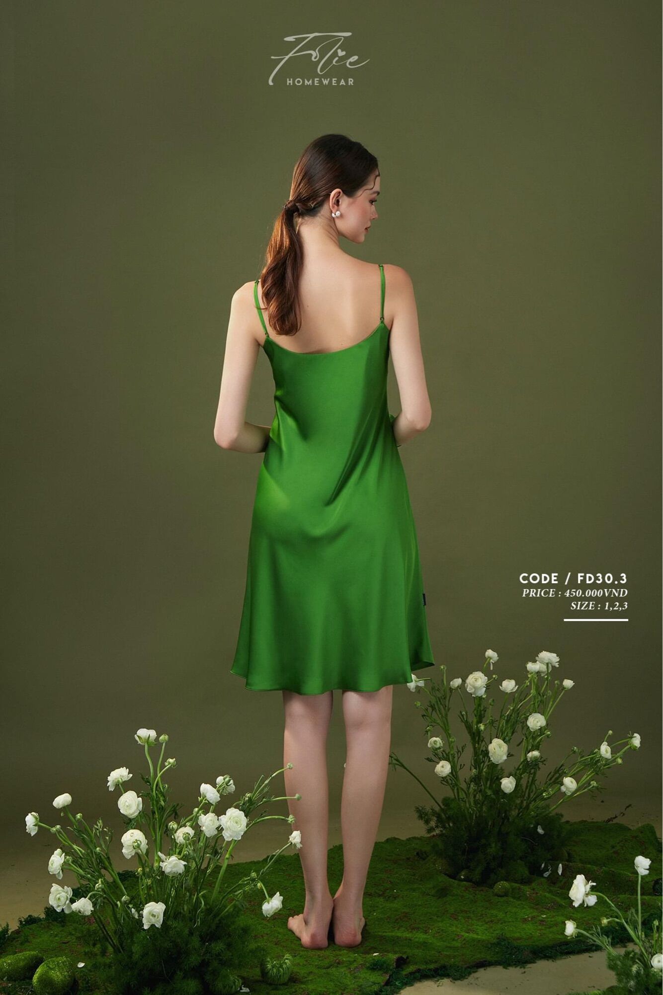 Folie Homewear đầm mặc nhà 2 dây lụa FD30.3