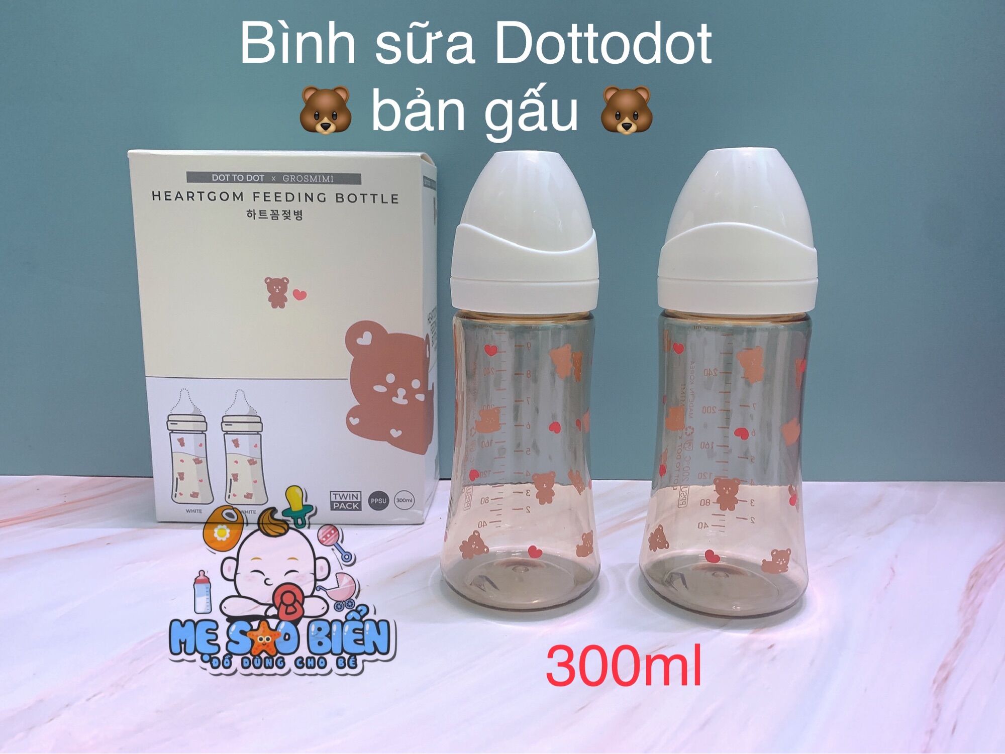 Bình sữa Gấu Olive Tulip nội địa Hàn (bình tách set)