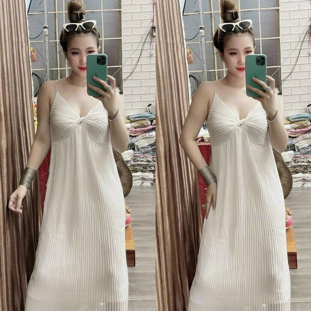 Đầm 2 Dây Xoắn Ngực Dập Ly
