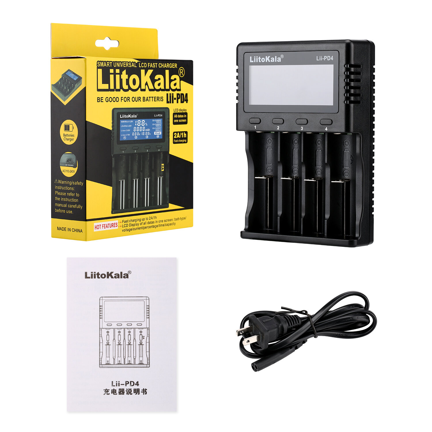 Lii-PD4 Smart 18650 LiFePO4 Lithium Ion Battery Charger LiitoKala Cross-Border Hiking Camping Travel