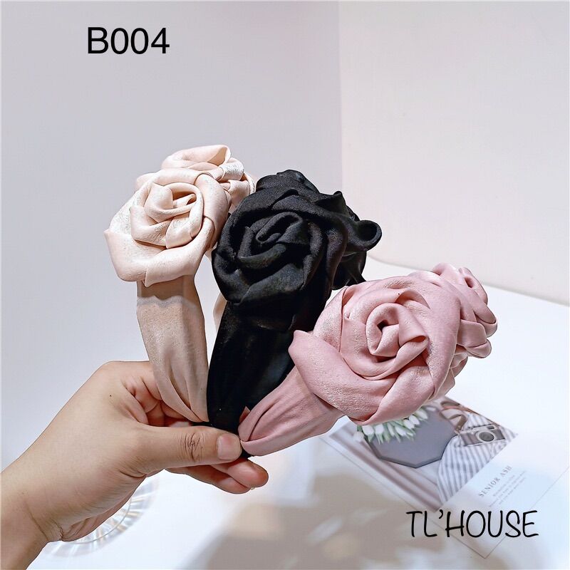 Mã b004. bờm tóc hoa hồng bản to made in korea cao cấp