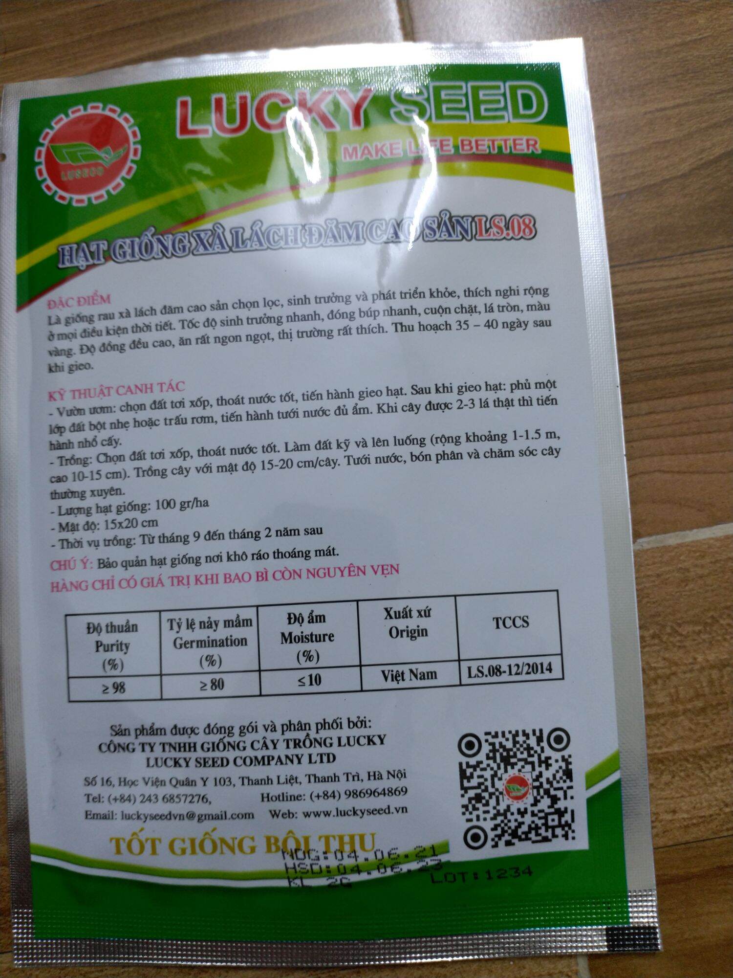 Hạt giống rau xà lách đăm cao sản