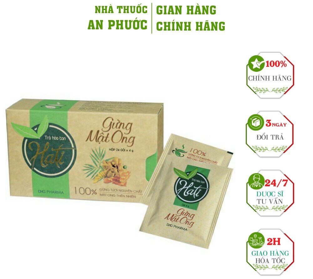 Trà gừng mật ong hati dhg hộp 24 gói