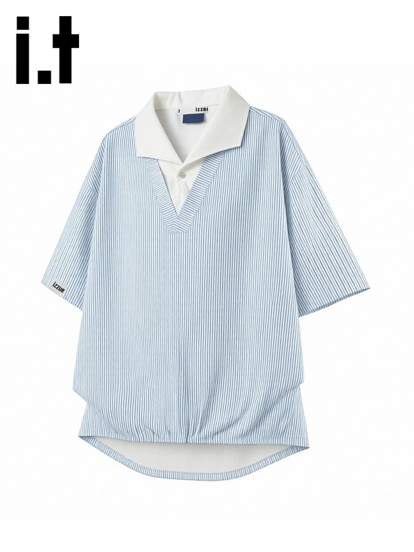 izzue | Casual Brand Two-Piece Illusion Striped Polo Shirt