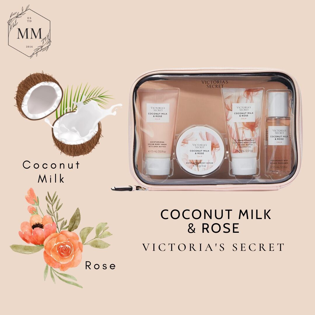 [Moomoocos] Coconut Milk &amp; Rose - Bộ sản phẩm Xịt Thơm Toàn Thân Victoria’s Secret Mist Dưỡng Thể Lotion dòng Natural
