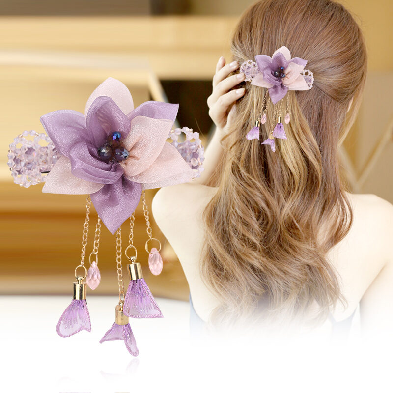 Phong Cách Hàn Quốc Kẹp Tóc Hoa Dây Buộc Đuôi Lò Xo Bohemian Tua Rua Đuôi Ngựa Barrettes Thời Trang, Sành Điệu Phụ Kiện Tóc Dành Cho Bé Gái