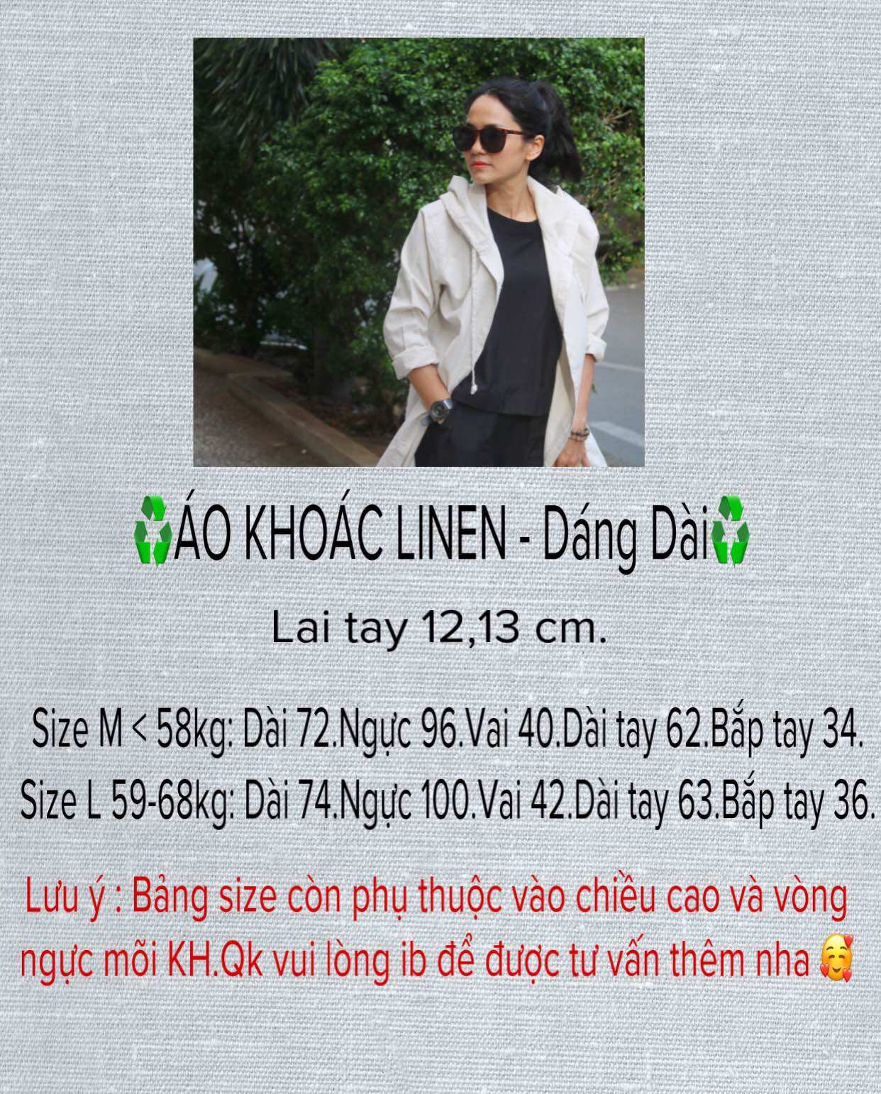 ÁO KHOÁC CHẤT LINEN ( ĐÃ XỬ LÝ ĐỘ RÚT )