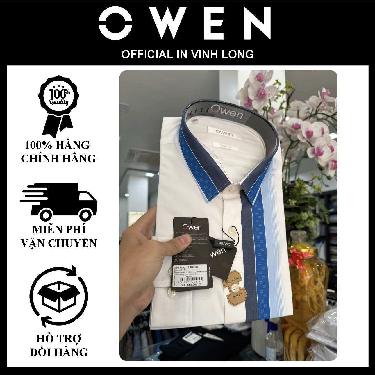 Áo sơ mi dài tay Owen form RegularFit ôm còn size 42