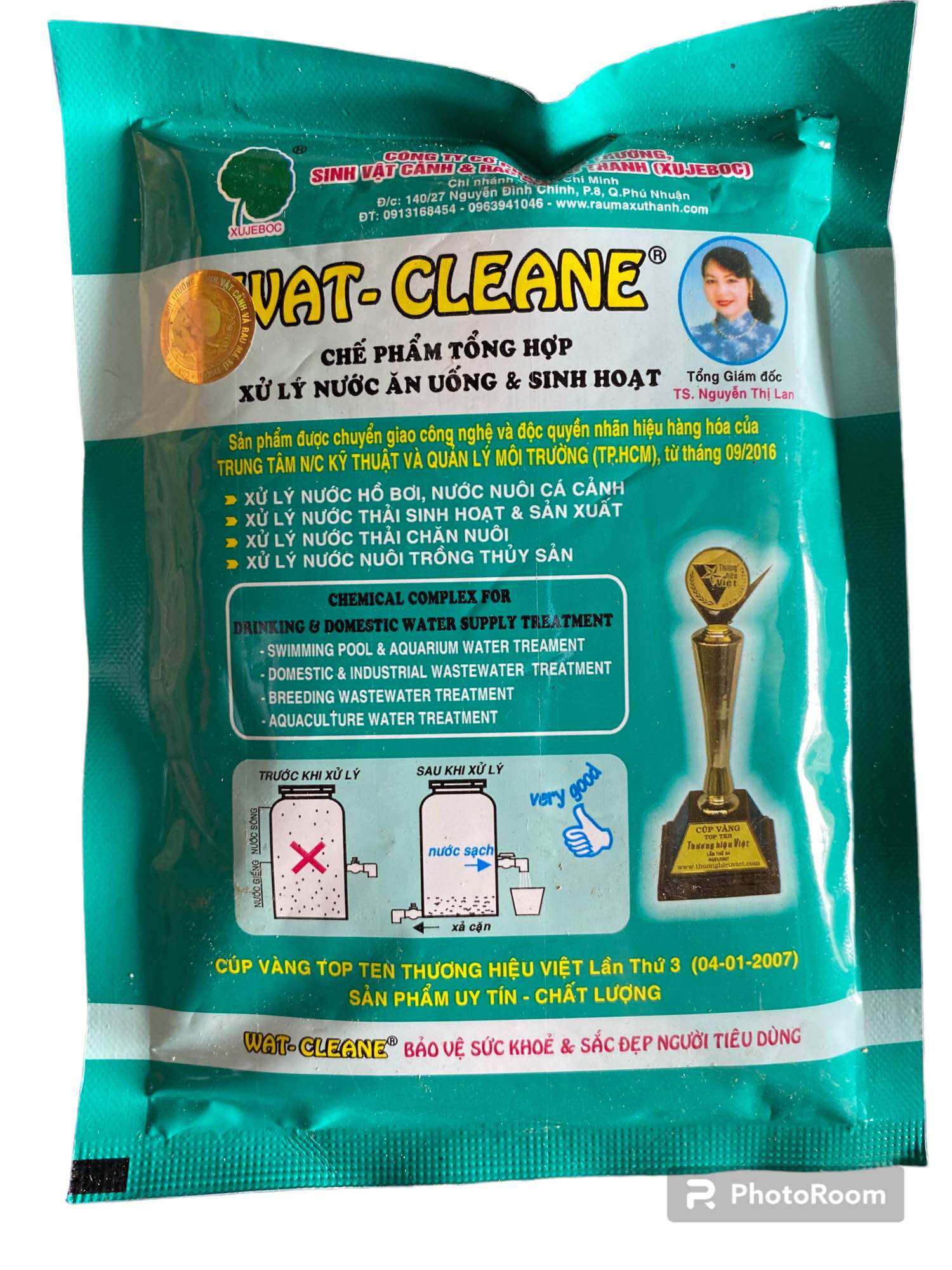 Chế phẩm tổng hợp xử lý nước nhiễm phèn sắt WAT CLEANE 200gr men vi sinh xử lý nước hồ cá