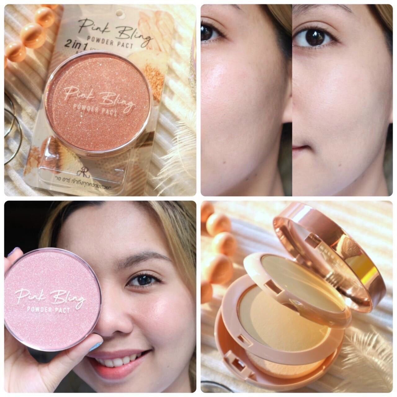 Phấn nền trang điểm bắt sáng 2in1 Aron Pink Bling Thái