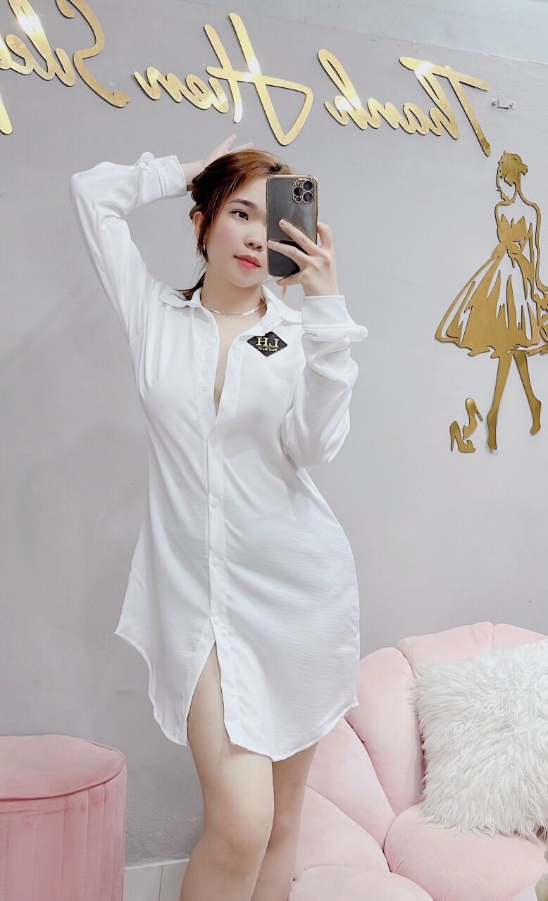 Áo sơmi trắng form dài sexy