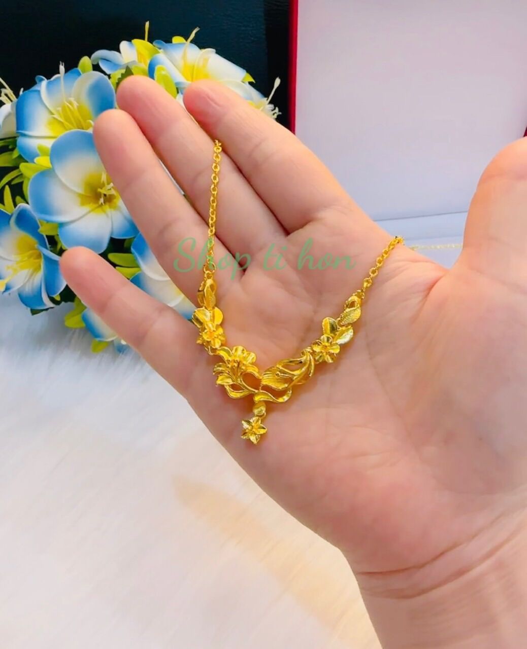 Dây chuyền hoa mạ vàng 24k cao cấp mẫu mới cực đẹp