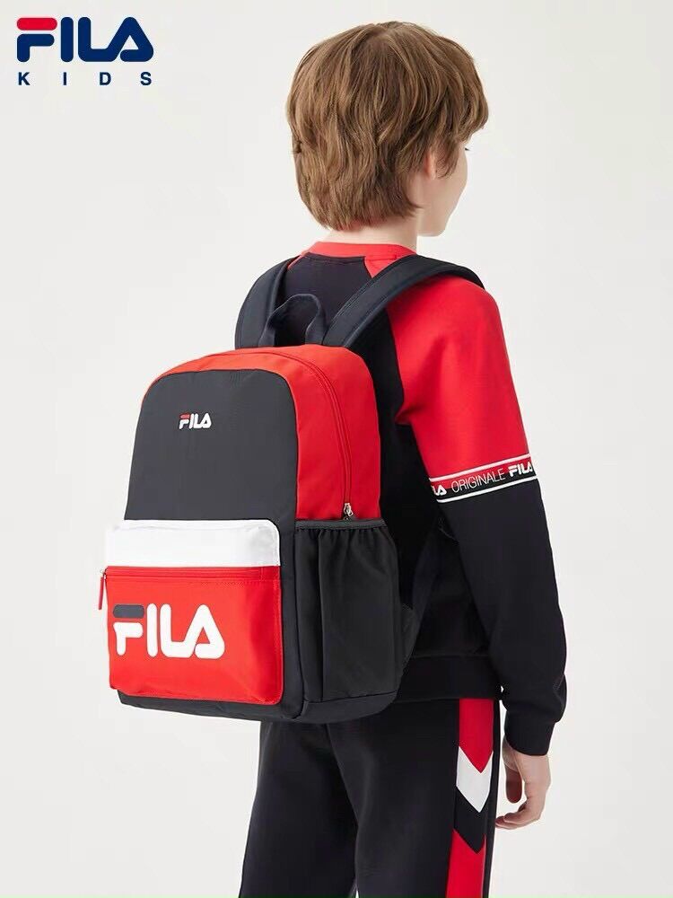Balo học sinh cấp 1 và cấp 2 fila size 42 authentic phối nhiều màu in logo chất liệu condura không thấm nước khóa kéo có đệm chống nóng lưng
