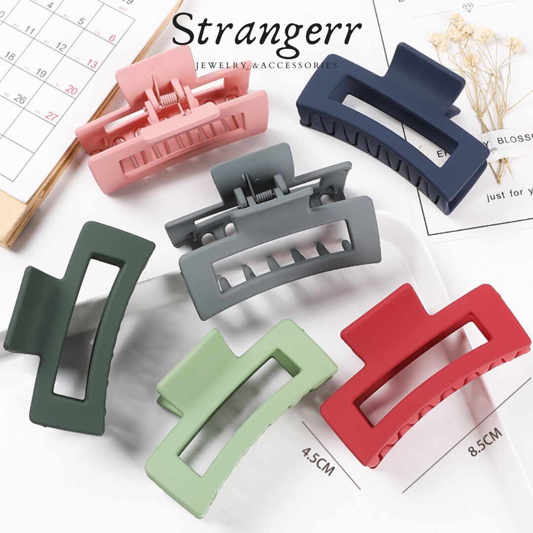 Kẹp tóc nữ càng cua nhiều màu thời trang, nữ tính - Kẹp tóc Hàn Quốc hình chữ nhật màu trơn thanh lịch - Phụ kiện thời trang Strangerr