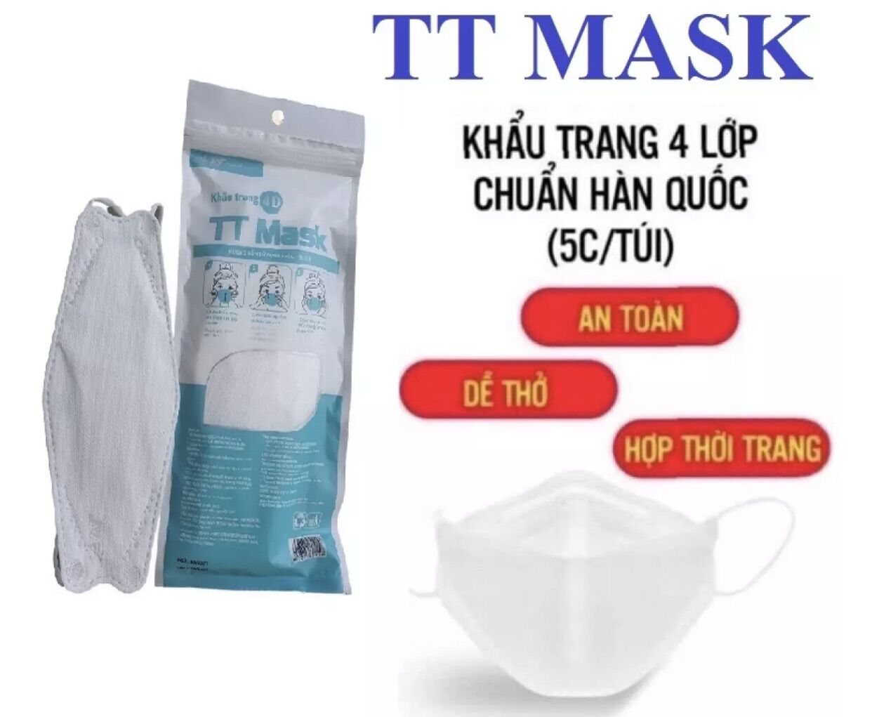 KHẨU TRANG Y TẾ 4D CAO CẤP TT MASK( 1 túi 10 chiếc)