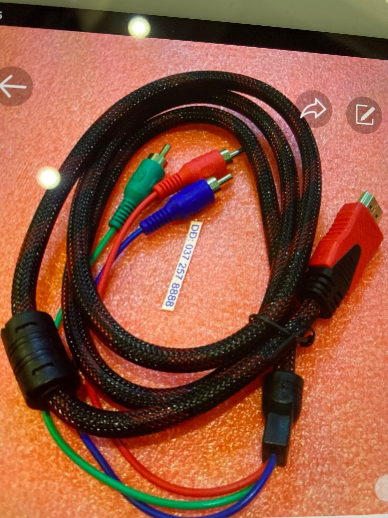 Dây cáp chống nhiễu HDMI ra 3 RCA /1.5 mét