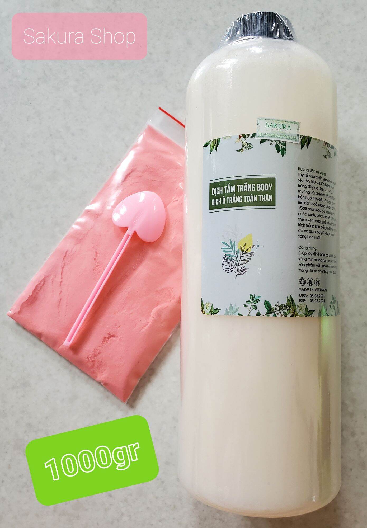 Dịch tắm hương trái cây giúp trắng da toàn thân chai 1kg