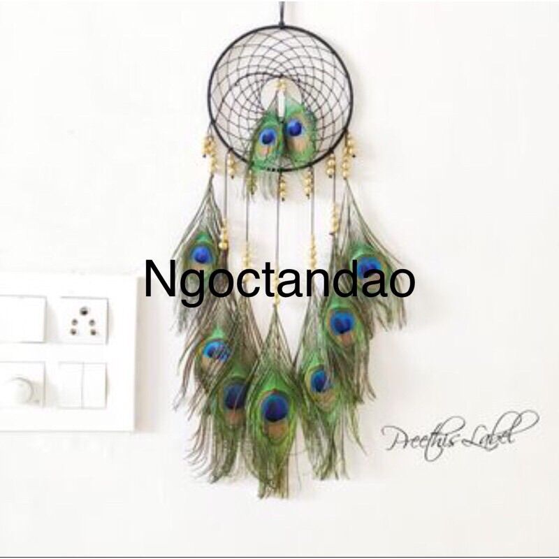 Vòng dreamcatcher lông công phong thuỷ