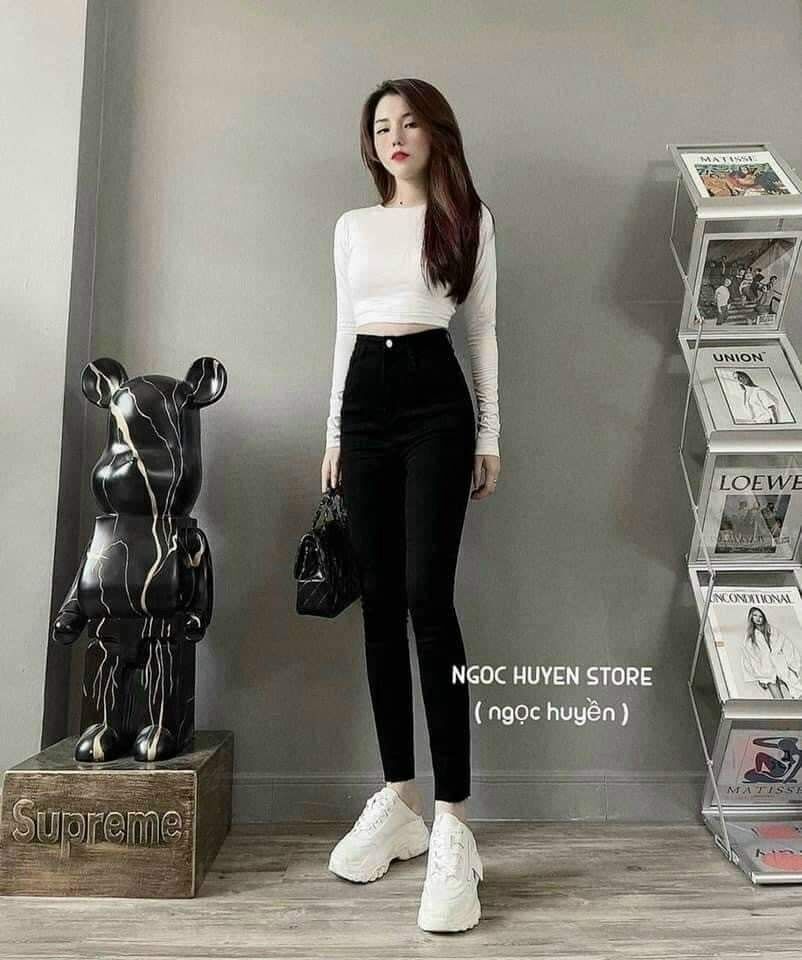 Quần jean ôm 1khuy đơn giản có túi