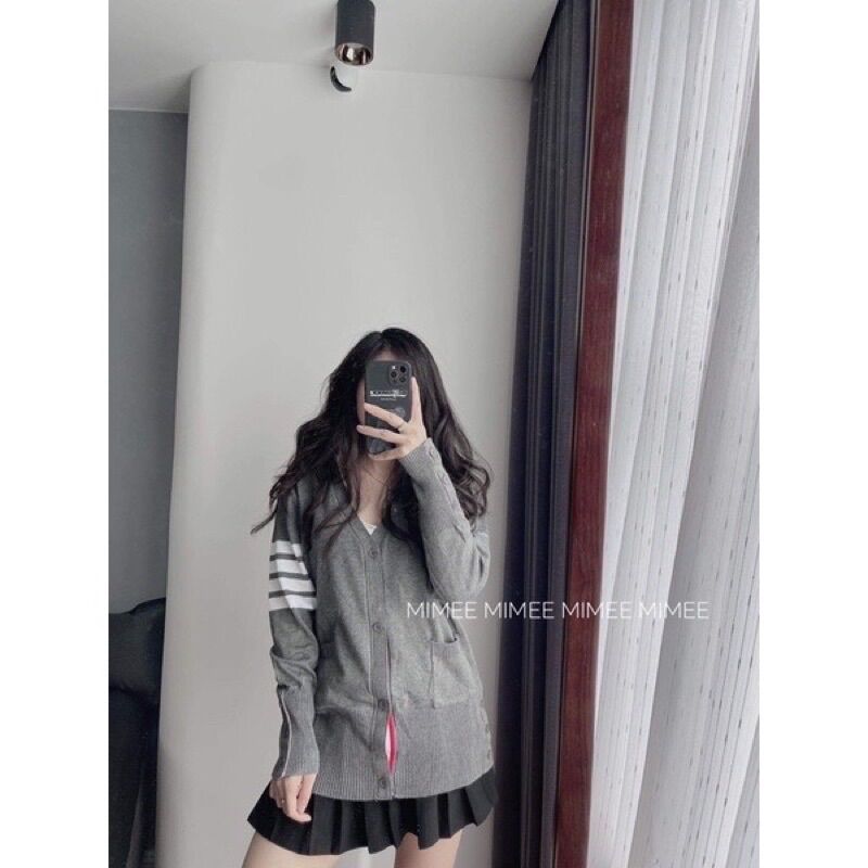 Áo Cardigan Thom Len Mỏng Hoạ Tiết Bốn Sọc