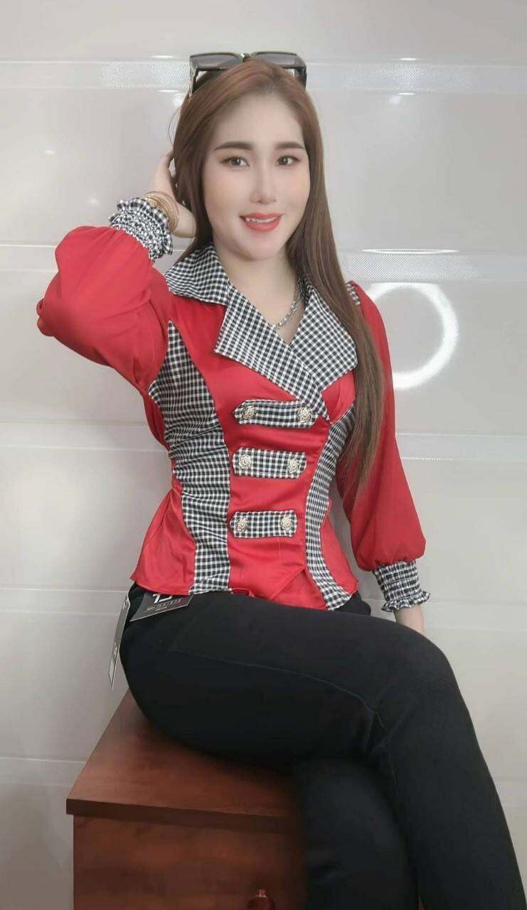 Áo kiểu phối ca ro