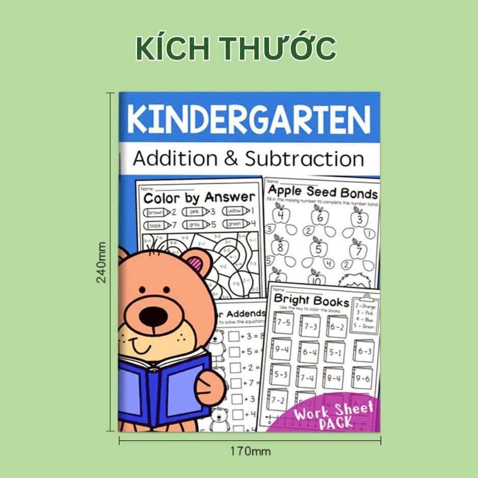 Sách Tiếng Anh - Sách bài tập Kindergarten addition & subtraction – Luyện cộng trừ cho bé mầm non