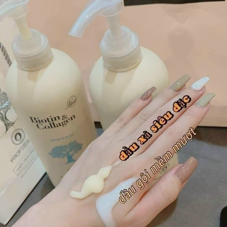 Cặp gội xả biotin collagen trắng 1000ml - hàng siêu hot hit