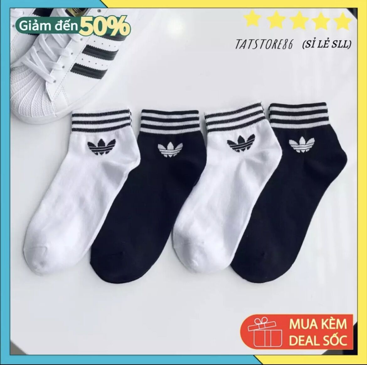Tất nữ cổ ngắn - tất thể thao das 3 lá vớ nam cổ ngắn thời trang tất nữ cổ ngắn tất adidas viền đen tất cổ ngắn