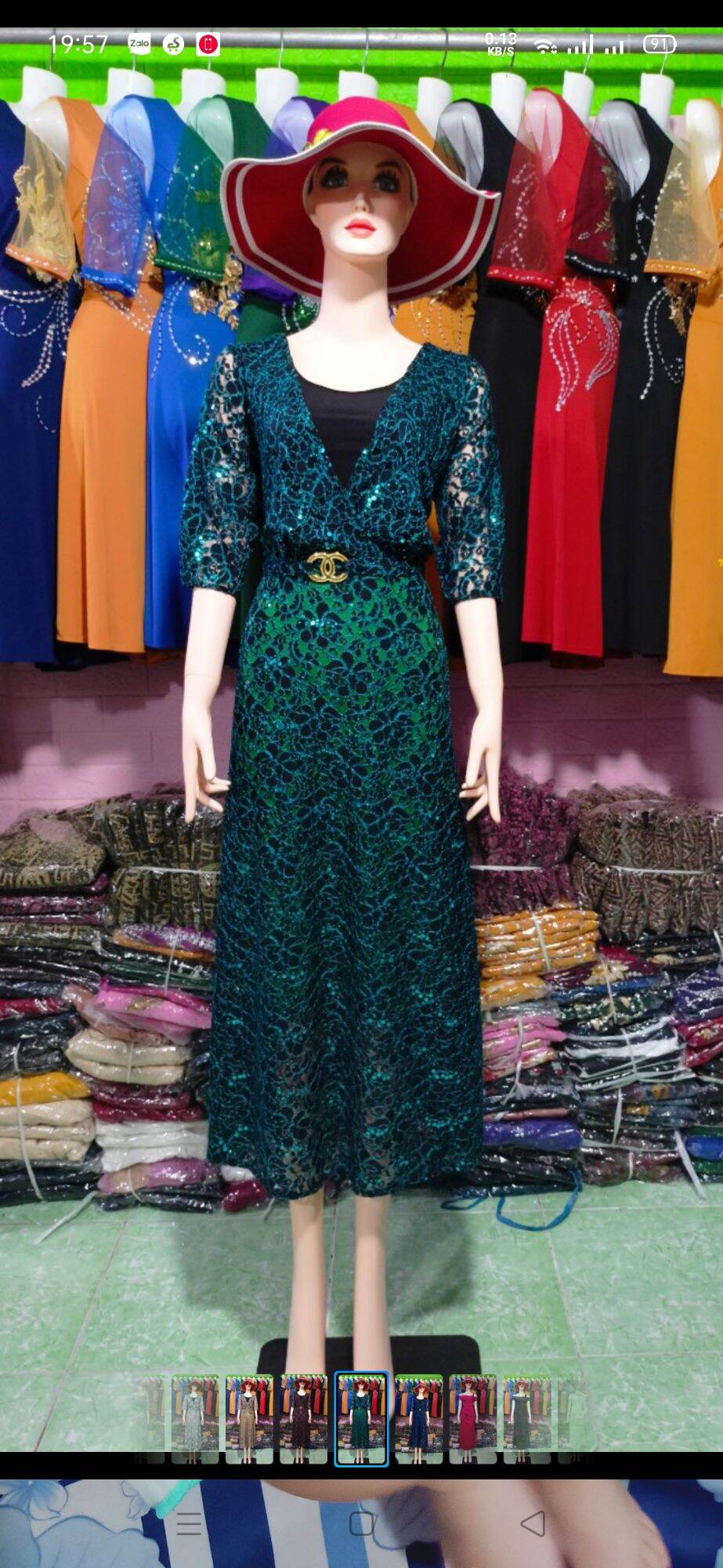Đầm maxi ren đính kim sa trung niên size 60kg đến 75kg