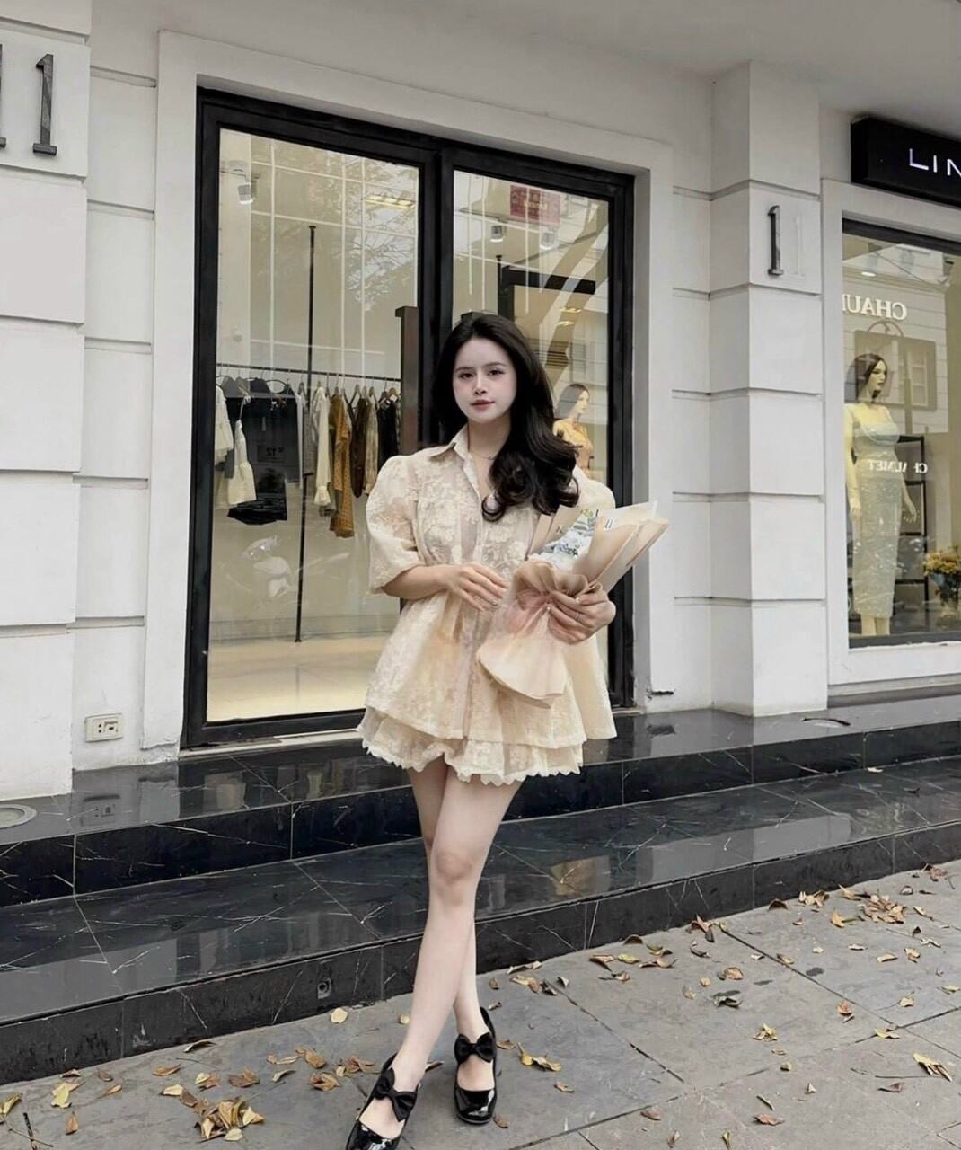 Sét áo BBD phối ren hoa + Short viền ren