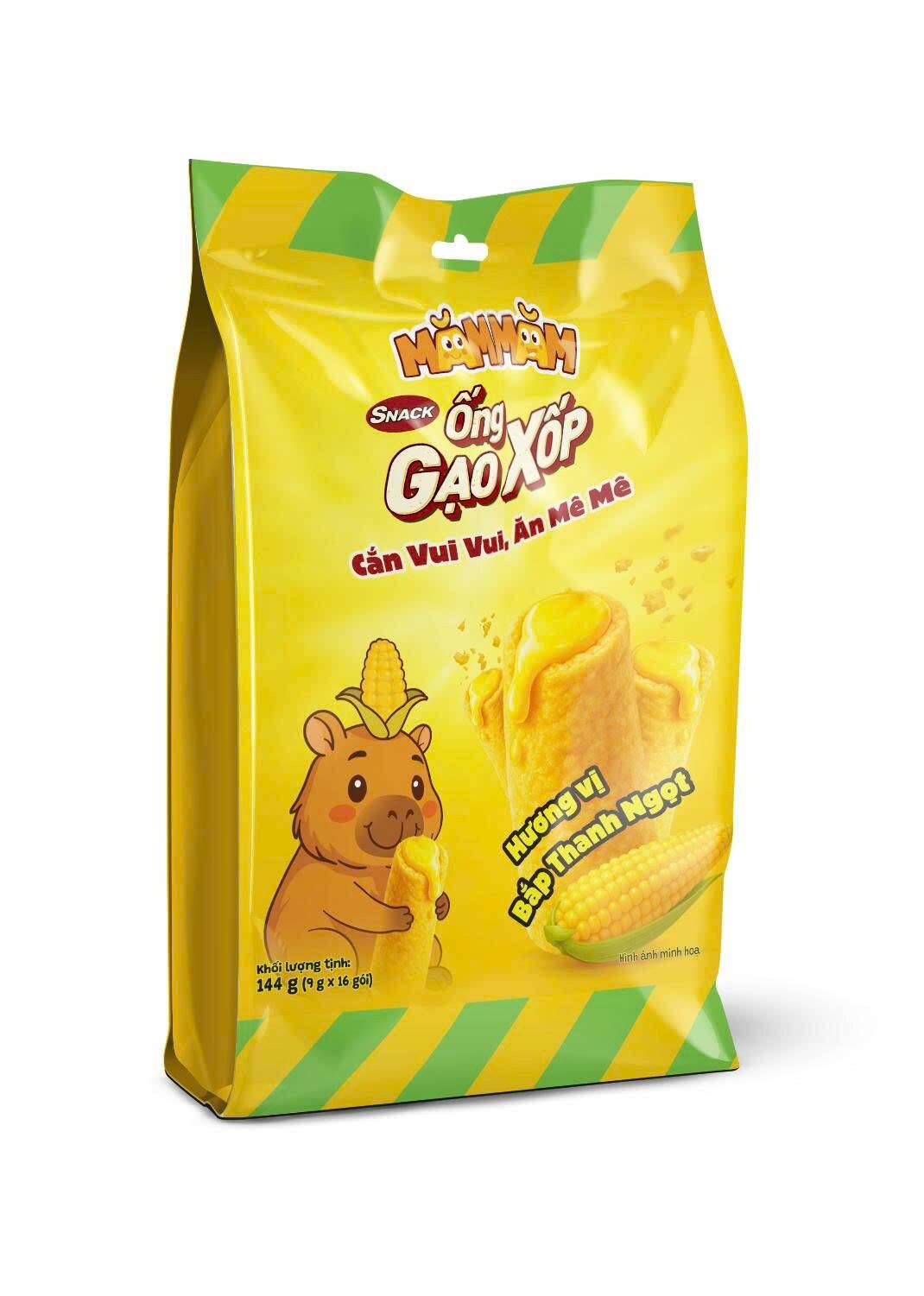 Thùng 12 Túi Bánh Snack Ống Gạo Xốp 20cm - Vị Bắp