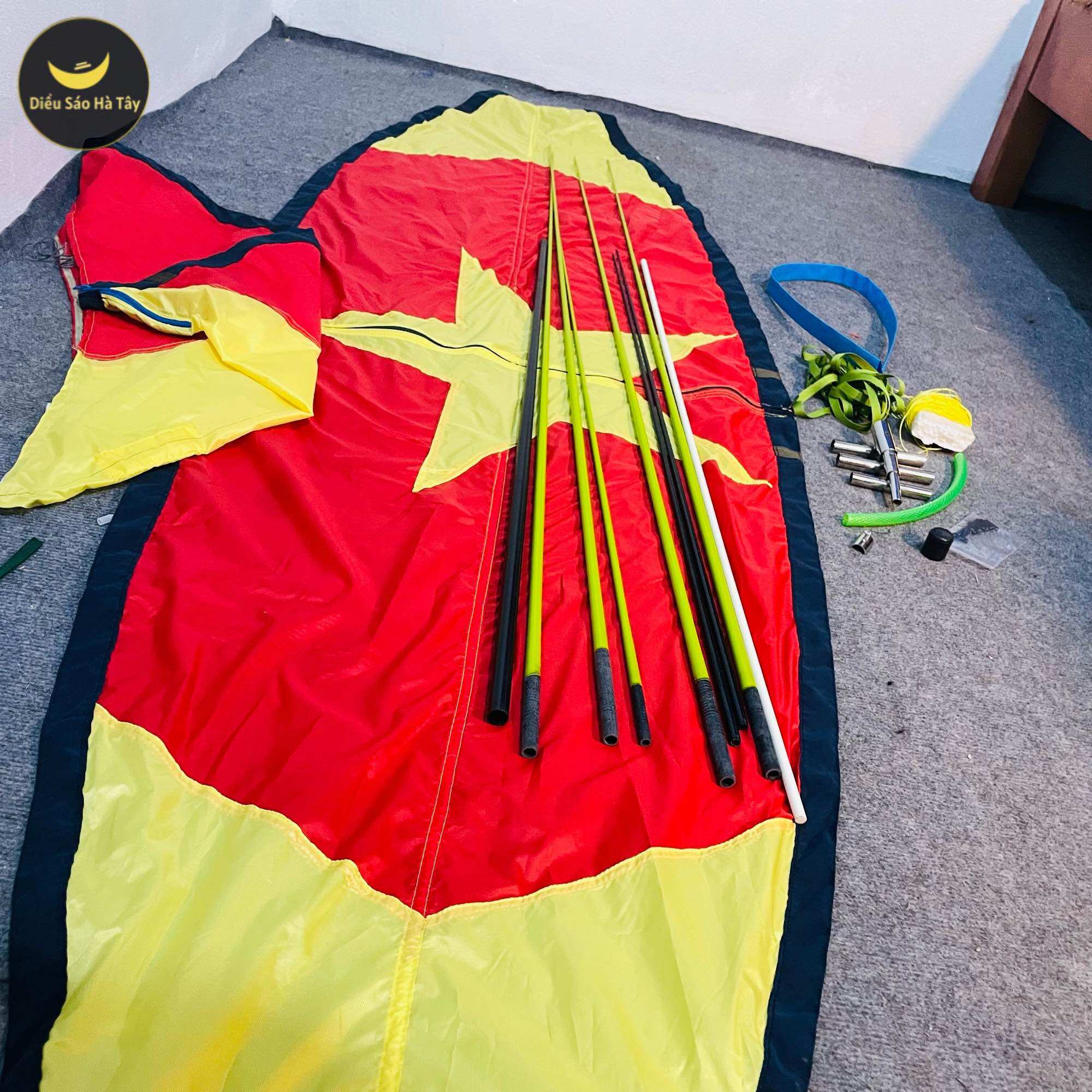 Combo khung và áo làm diều cờ đỏ 2m-2m5-3m