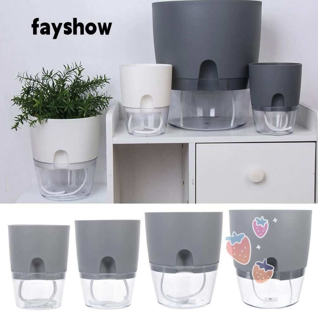 Chậu trồng cây 2 tầng tự hút nước Oliz A7 đủ kích thước, chậu trồng cây thuỷ sinh, cây để bàn cao cấp