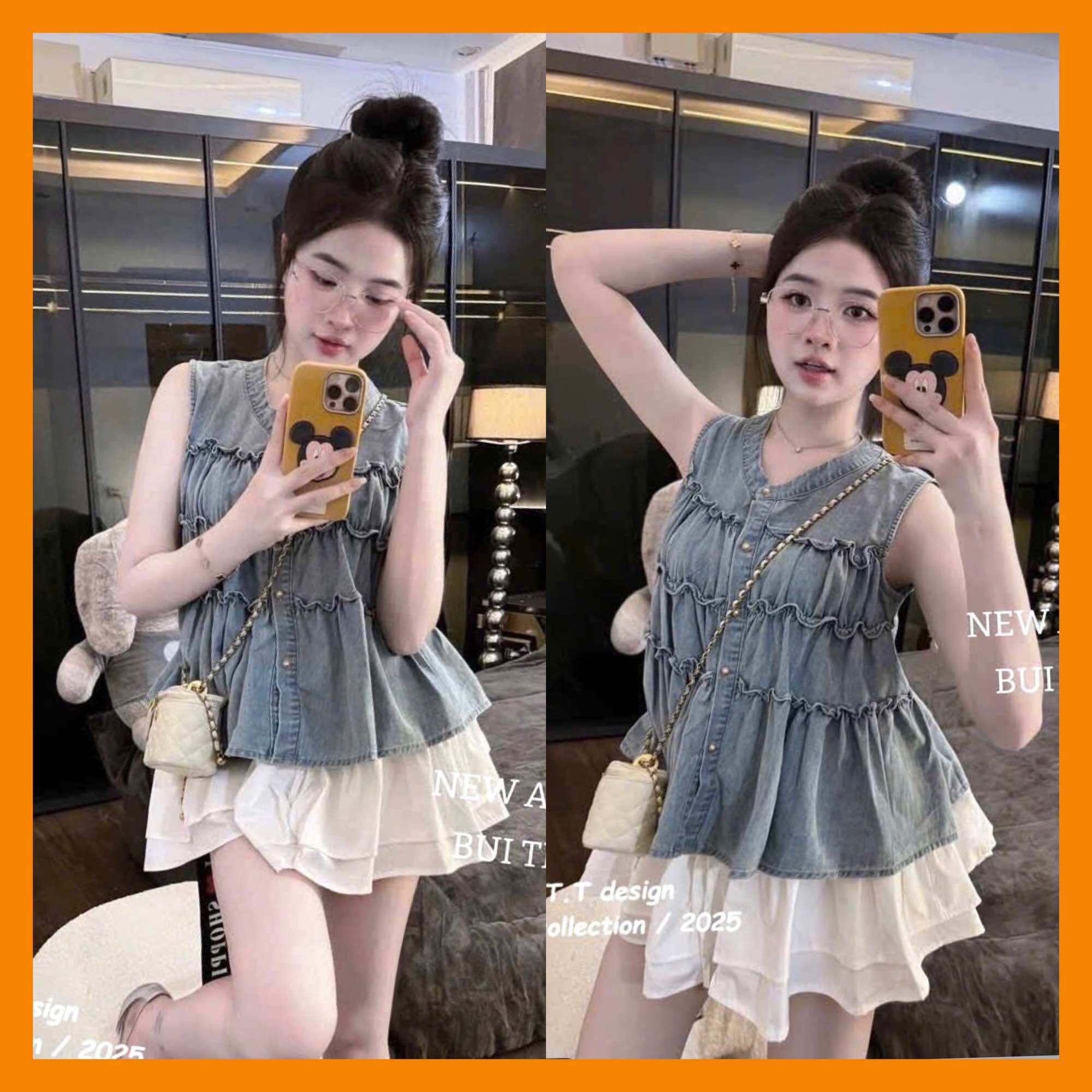 [Sẵn Hàng]♥️Set Áo Bò Nhún+Chân Váy Xoè(ảnh thật)Fzsize Dưới 55kg