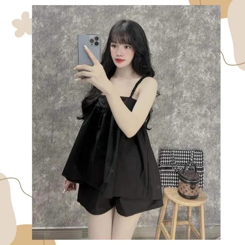 Đồ Bộ Ngủ Nữ 2 Dây Mặc Nhà Chất Lụa Mềm Mát - M08