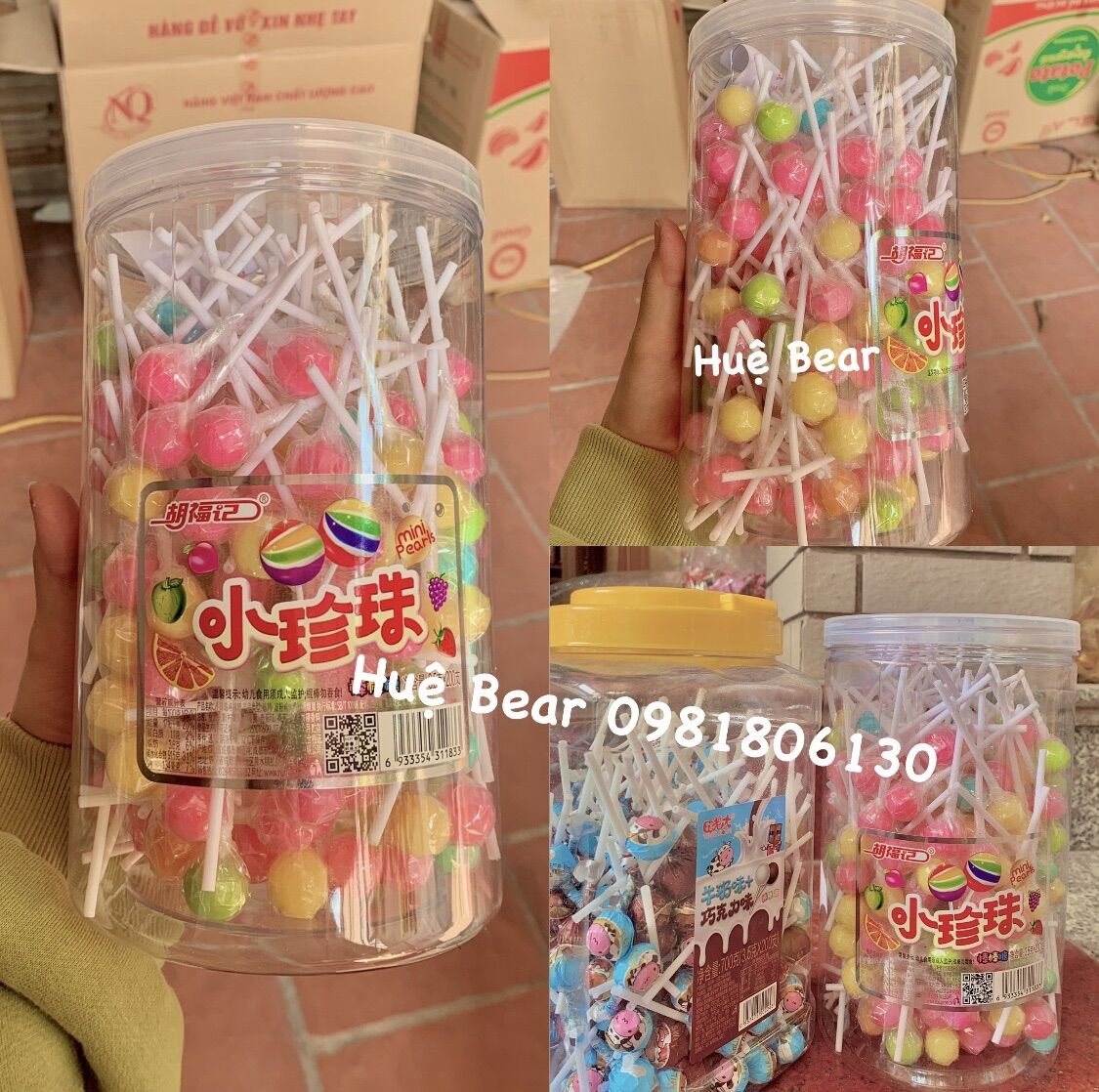 Hộp 200que kẹo mút nhí 5màu loại mới