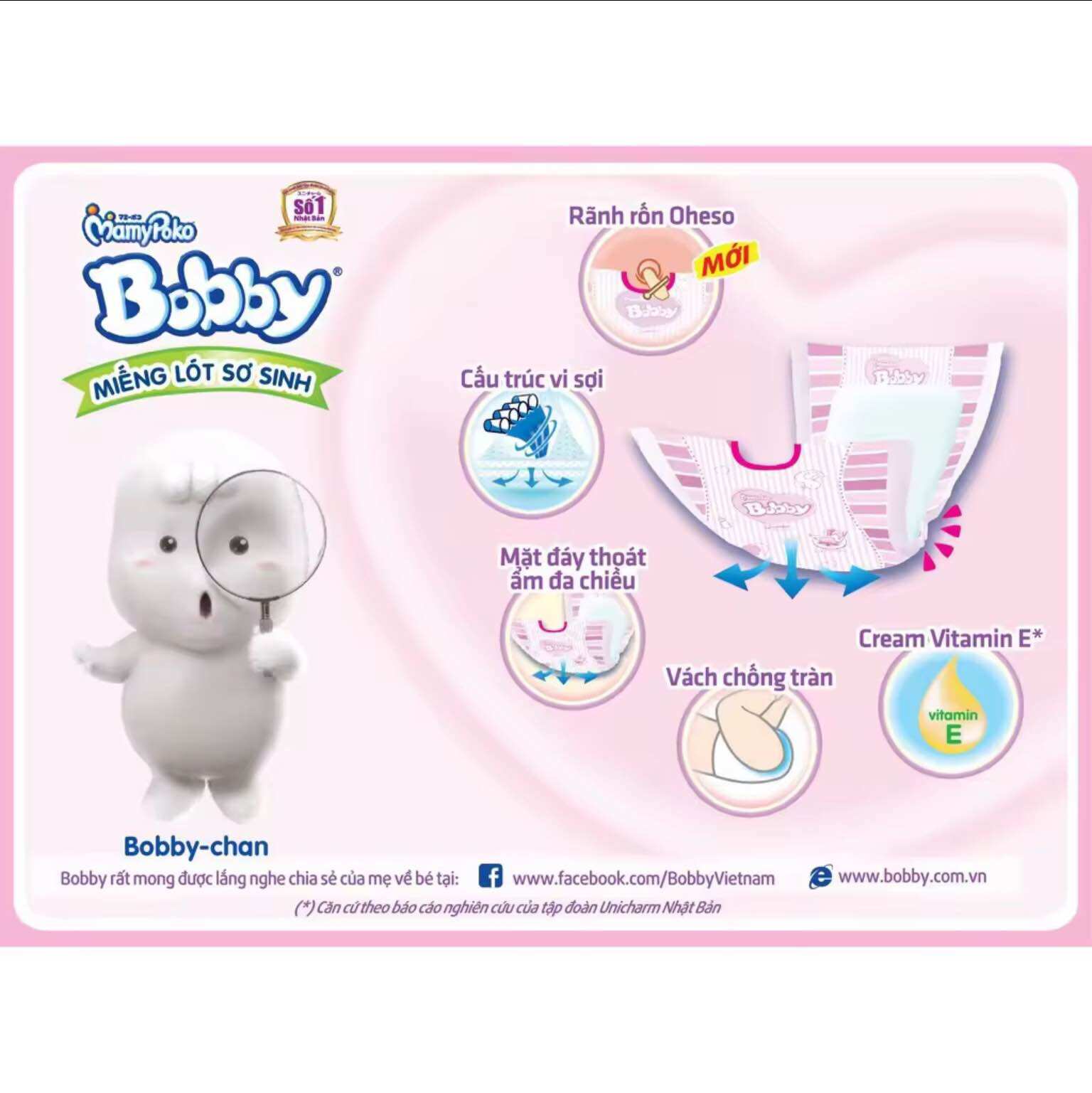 Miếng lót sơ sinh Bobby NB2 60 miếng (Newborn 2 60 miếng)- Date luôn mới