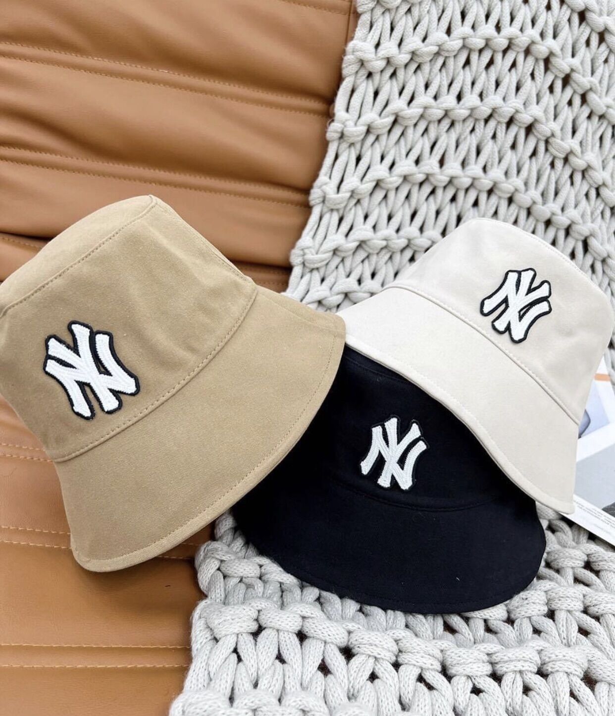 Mũ bucket mlb logo NY