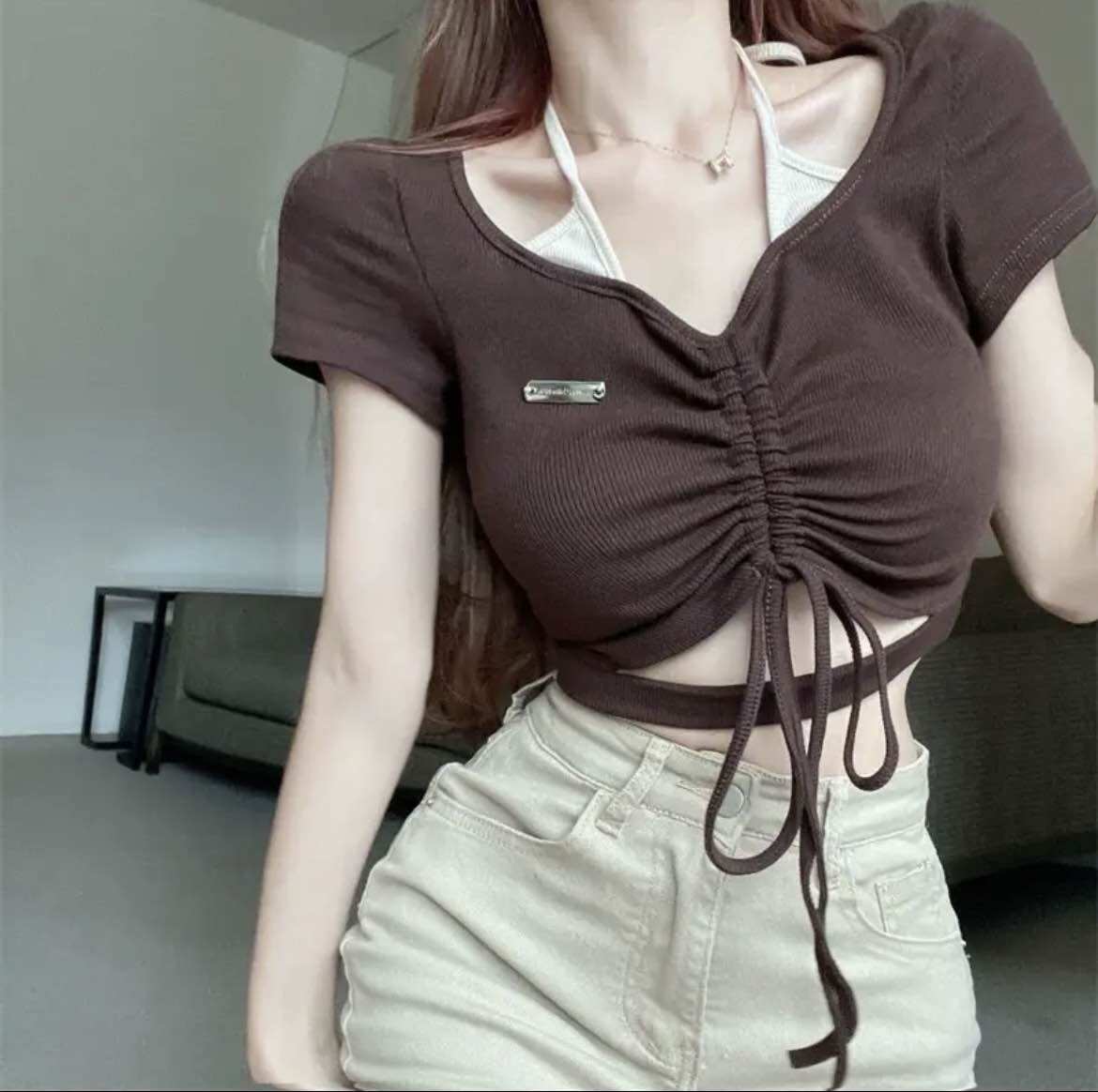 Áo dây rút giữa giả yếm SOS