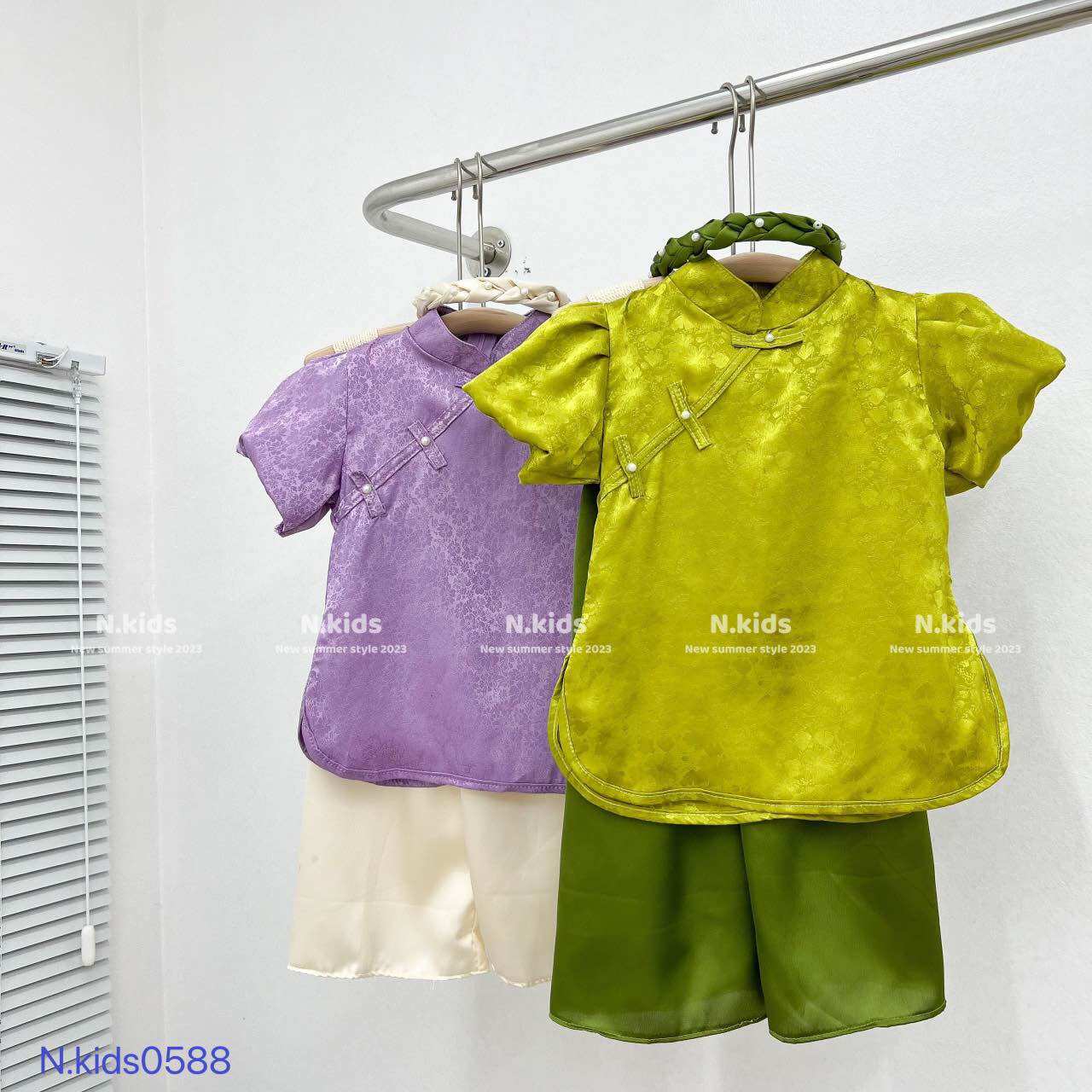 Set áo bà ba kèm bờm cho bé gái