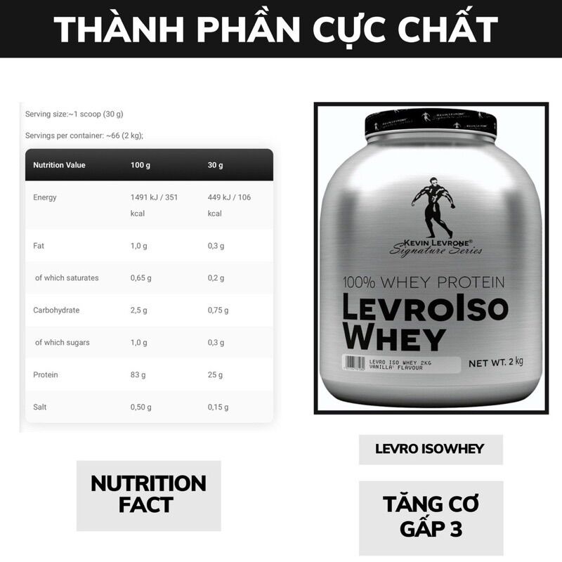 Whey Bạc - Sữa Tăng Cơ 100% Isolate Levrolso Whey Kevin Levrone (2Kg)