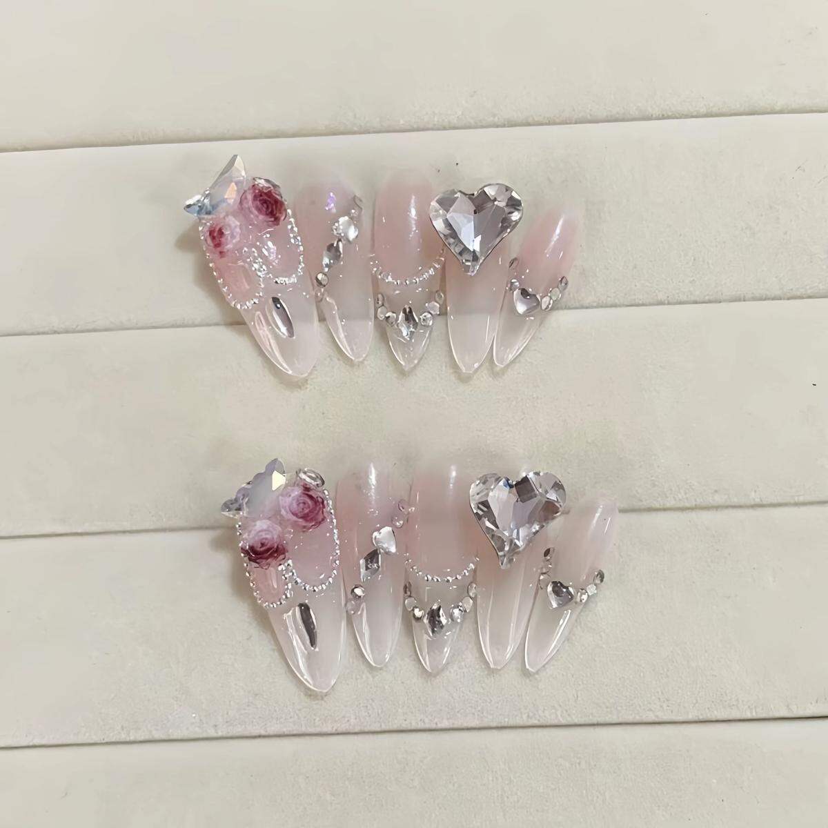 Nailbox thiết kế, màu thạch hoa hồng nhỏ , mẫu cô dâu , đi tiệc