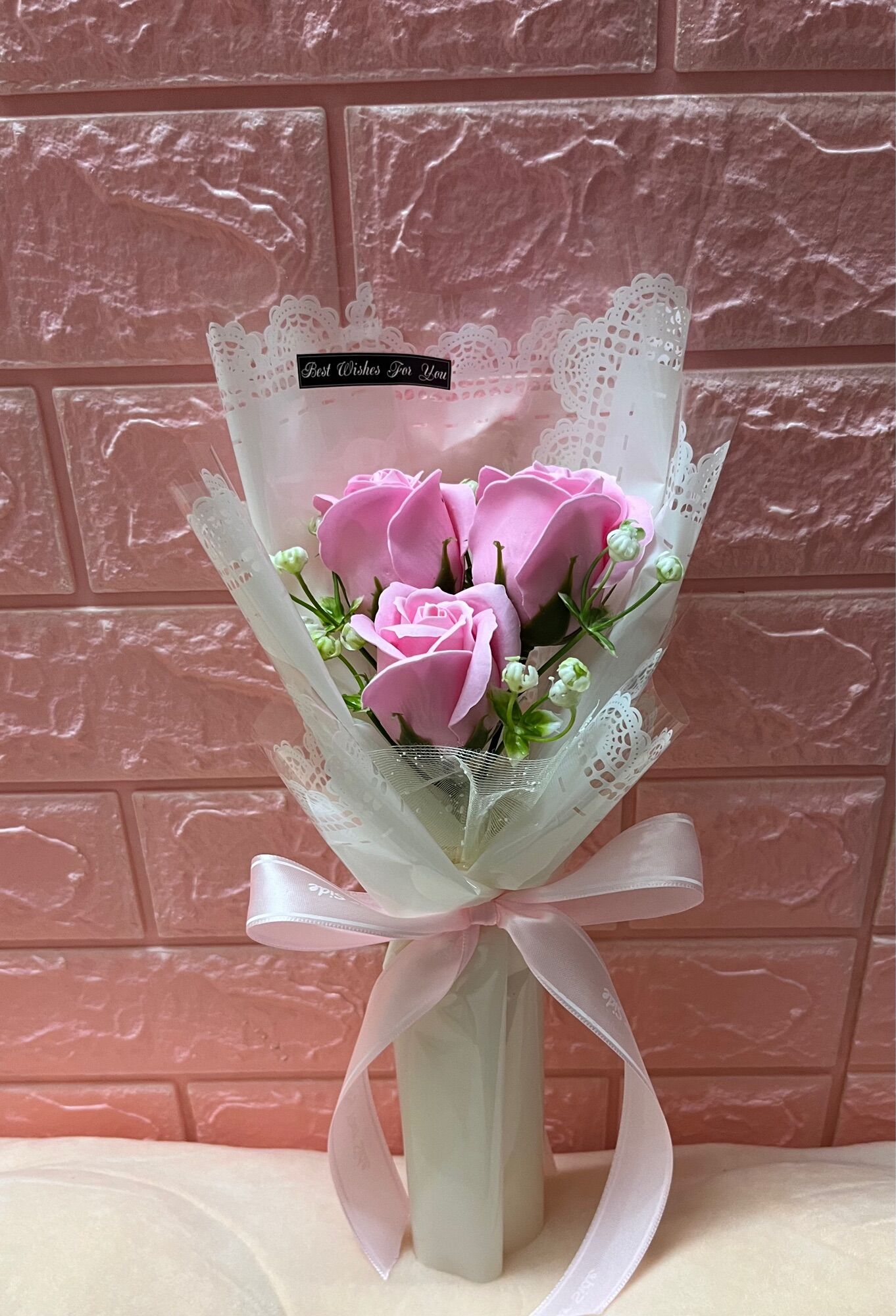 Hoa sáp bó 3 bông (tặng kèm túi + thiệp)